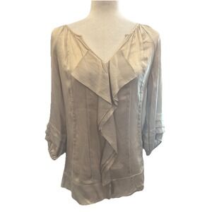 Diane Von Furstenberg DVF Silk Top 100% Champagne Gold Holiday Party Cocktail 4